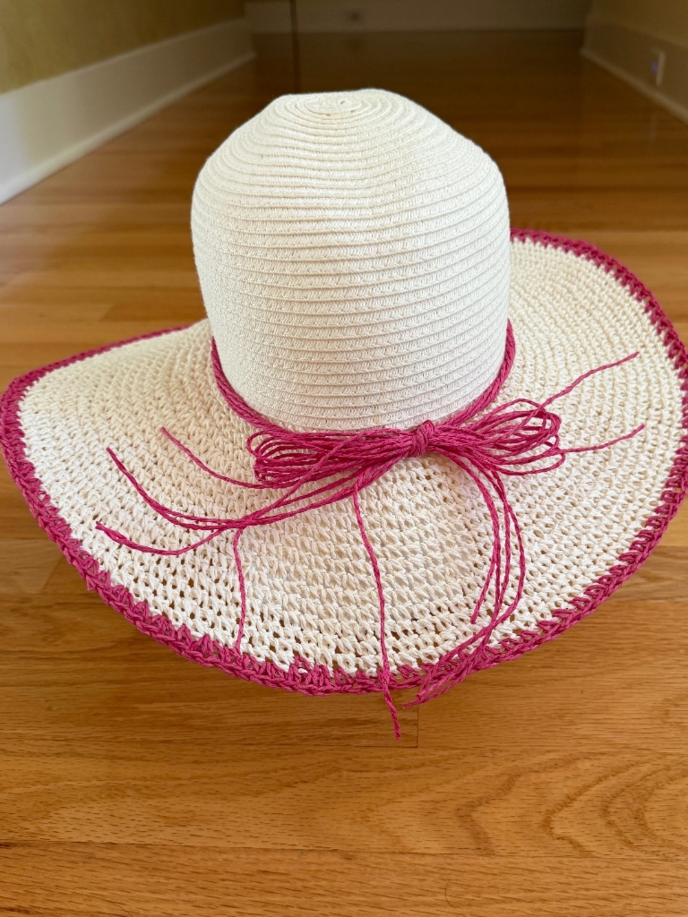 Jacobson Hat Floppy Sun Hat Womens White Pink